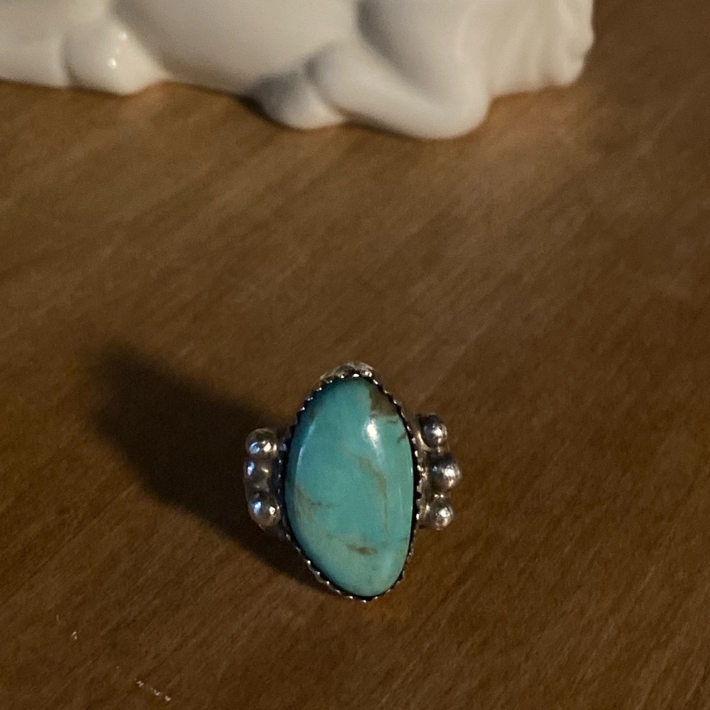 Vintage Handmade Turquoise & Silver Ring